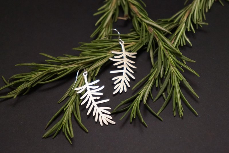 Made in England  迷迭香耳环 | 羽毛耳环 | 极简 | 英国手工制造 - 耳环/耳夹 - 其他金属 银色