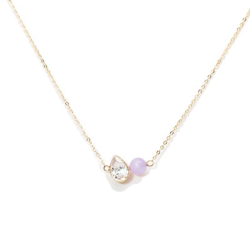 Fleur Kunzite Necklace - 项链 - 珍珠 金色