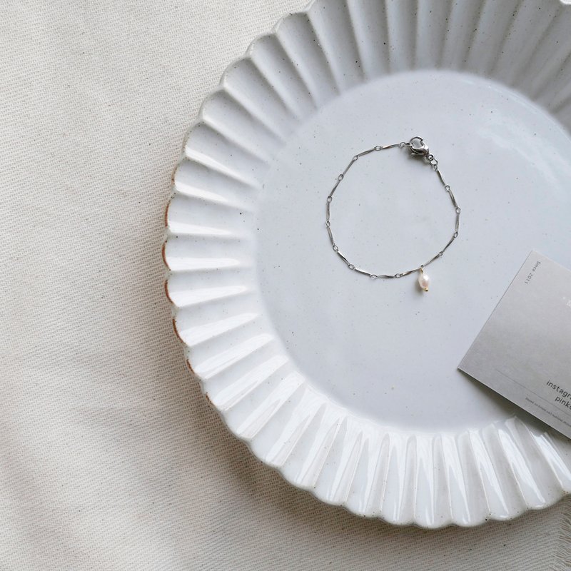 【1颗小珍珠】珍珠不锈钢手链 - 手链/手环 - 珍珠 银色