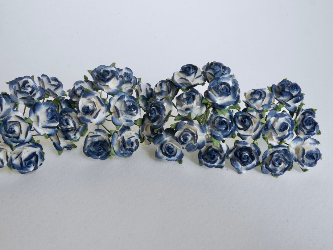 纸花，中心装饰品，DIY，100 件，尺寸 1.5 厘米，深蓝色刷子颜色。 - 其他 - 纸 蓝色