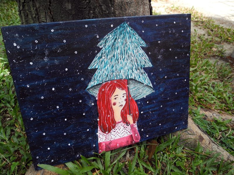 PuChi/自画像/圣诞节/Christmas/原稿画作 - 海报/装饰画/版画 - 颜料 红色