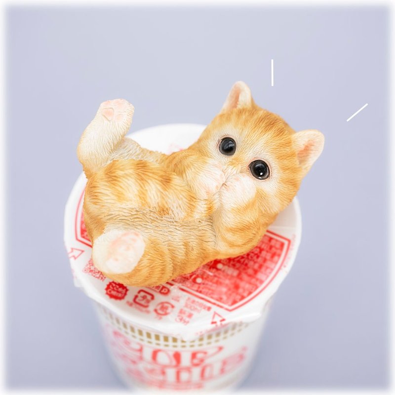 Devalier [正品] 猫公仔、Sabatora 茶虎杯拉面、磁铁、树脂礼物、可爱生日礼物（毛茸茸）cb019 - 摆饰 - 树脂 咖啡色