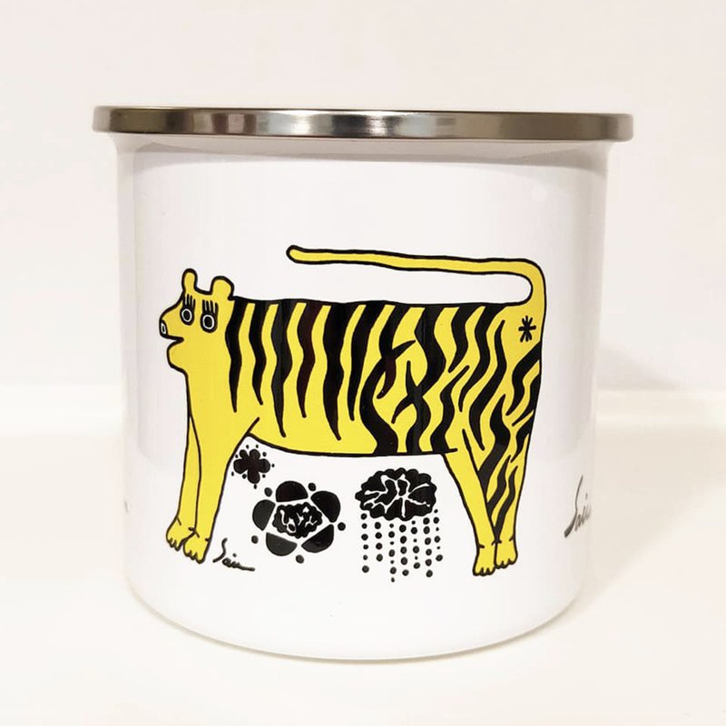 老虎 虎年 搪瓷杯 珐琅杯 厨房用具 早餐 牛奶杯 餐桌 钢杯 珐琅 - 其他杯子 - 其他金属 黄色