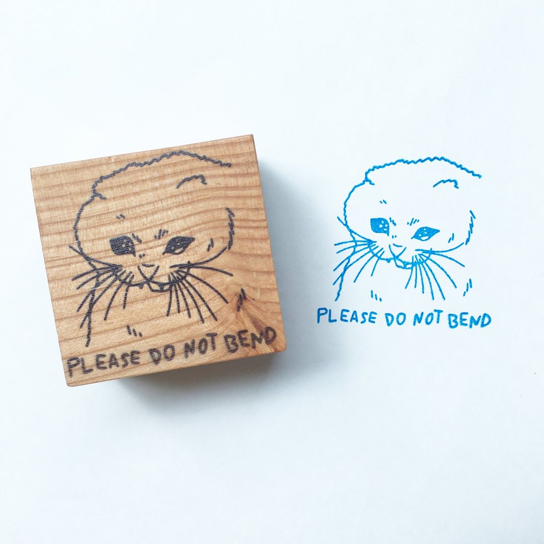 Please Do Not Bend Sad Cat Meme Rubber Stamp snail mail wooden block stamp - 印章/印台 - 木头 