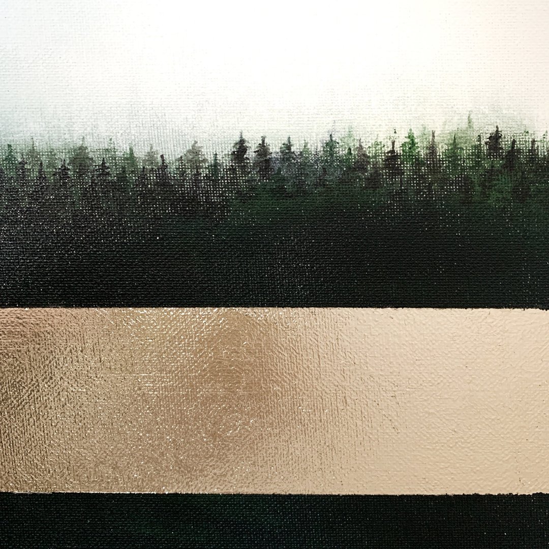 Minimalist landscape painting, Abstract forest wall art, Abstraction painting - 墙贴/壁贴 - 压克力 白色