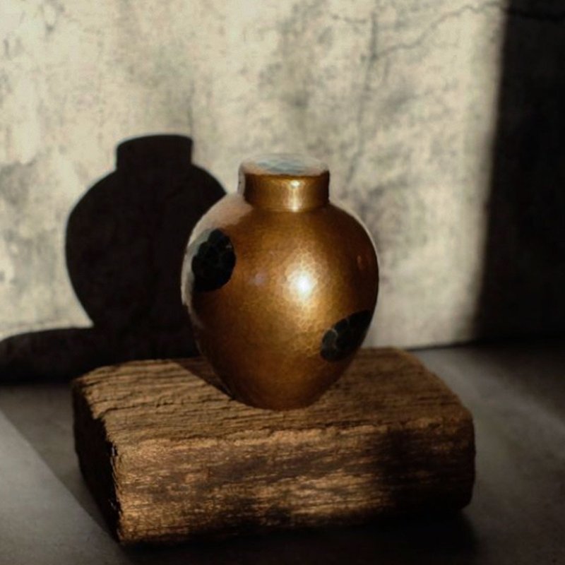日本古美术 人间国宝【玉川堂】龟甲纹 瓮型茶仓 - 茶具/茶杯 - 铜/黄铜 