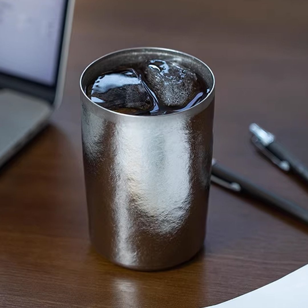 日本霜山 纯钛双层保温保冷杯/水杯/茶杯 -305ml - 茶具/茶杯 - 其他金属 银色