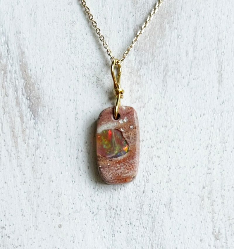 K24 纯金 Cantera 蛋白石 坠饰/耳环 ◇K24 Pure Gold Cantera Opal Pend - 项链 - 宝石 蓝色