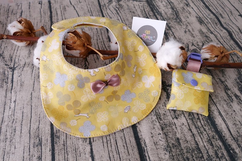 人气款-森林松鼠弥月礼盒组-纯手作、围兜、沙发兜、平安符袋、平安符夹-明-unicorn - 满月礼盒 - 棉．麻 橘色