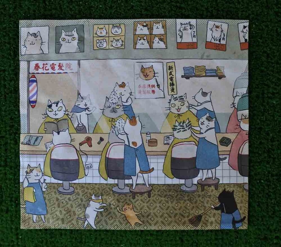3猫小铺万用擦拭布~春花电发院(插画家:猫小姐) - 其他 - 聚酯纤维 