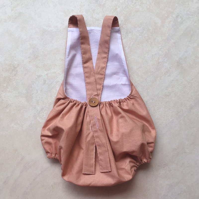 Baby Button Romper Onesie Overalls - 包屁衣/连体衣 - 棉．麻 粉红色