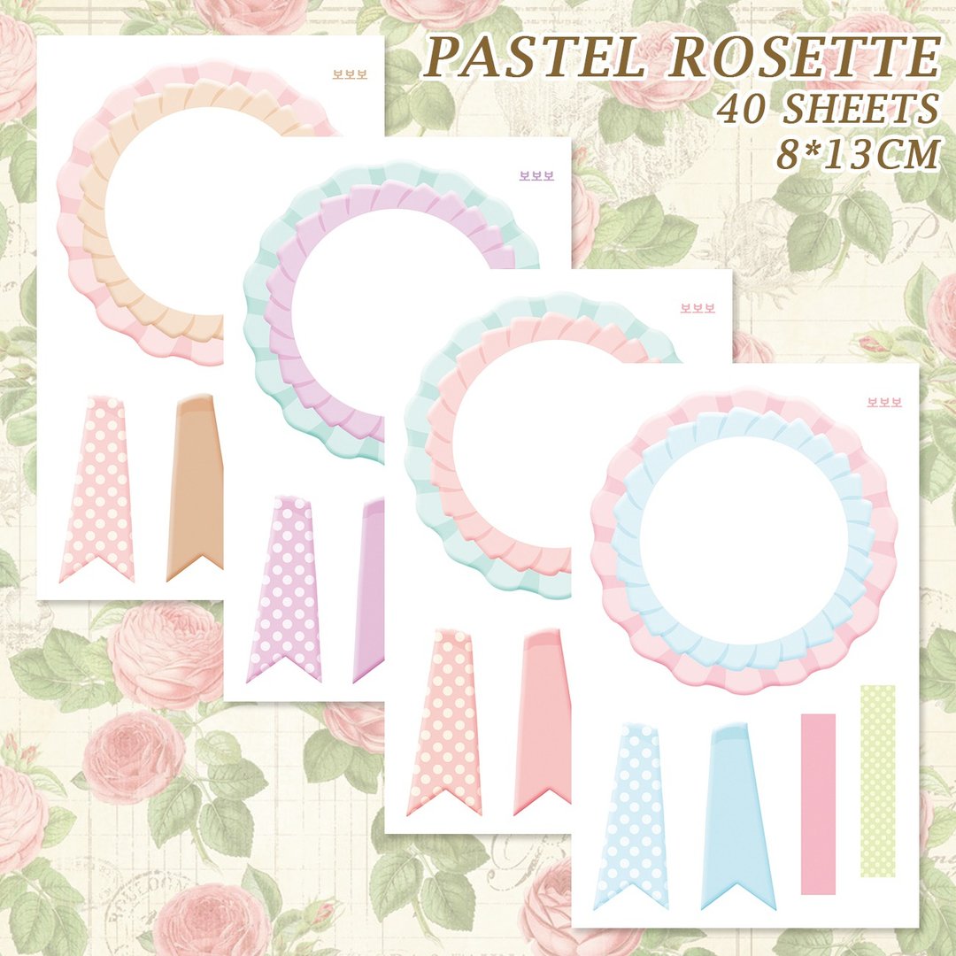 Pastel rosette 4 types mix (honne market) - 贴纸 - 纸 多色