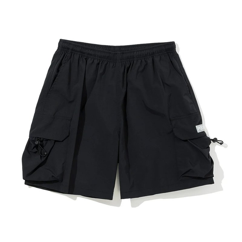 日本限定POLER SHIRRING NYLON WIDE CARGO SHORTS 工装短裤 / 黑 - 男士短裤 - 尼龙 黑色