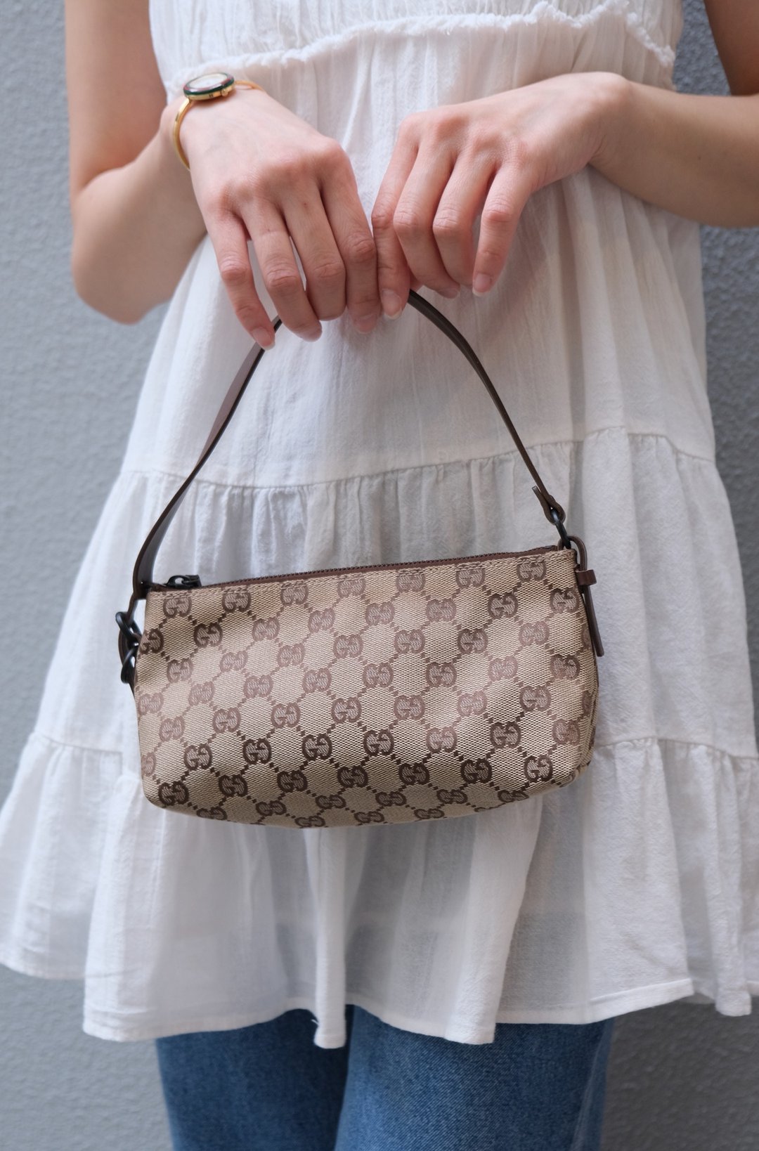 GUCCI canvas pouch bag 手袋 侧背包 日本中古vintage - 侧背包/斜挎包 - 其他材质 咖啡色