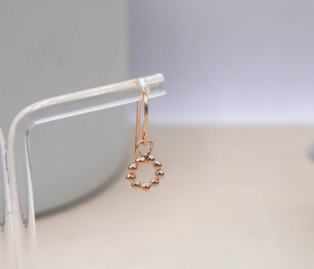 Blooming earring - drop earring pink gold plated CASO jewelry - 耳环/耳夹 - 其他金属 粉红色