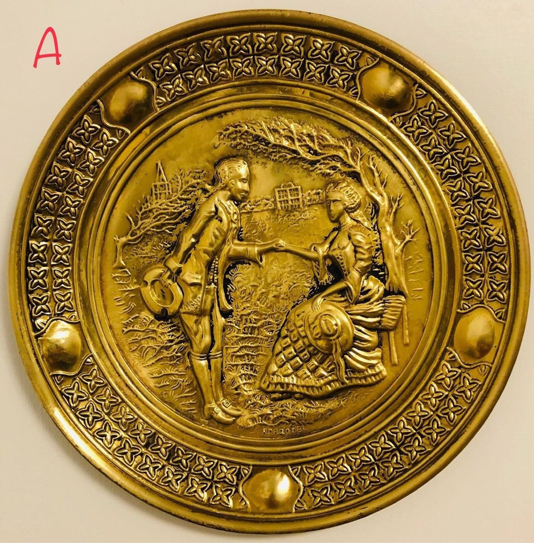 英国制绅士淑女篇黄铜压模大型装饰挂盘B款 - 墙贴/壁贴 - 铜/黄铜 卡其色