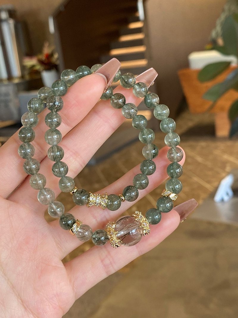 希缪原创设计 好运系列 森系精灵主题清透绿发晶双圈手链 - 手链/手环 - 其他金属 