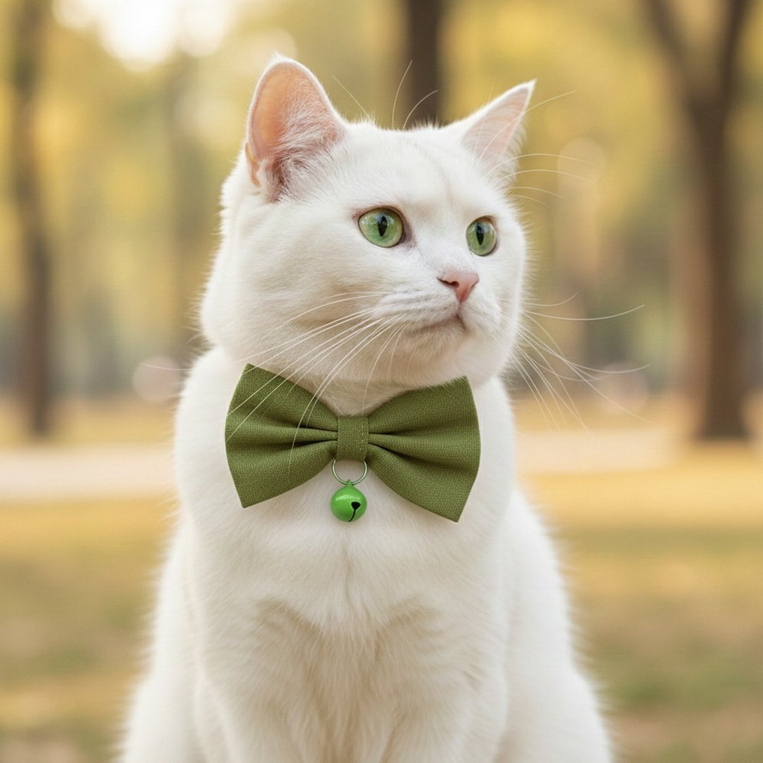 绿色 蝴蝶结宠物装饰项圈 猫咪 小型犬 迷你犬 - 项圈/牵绳 - 棉 绿色