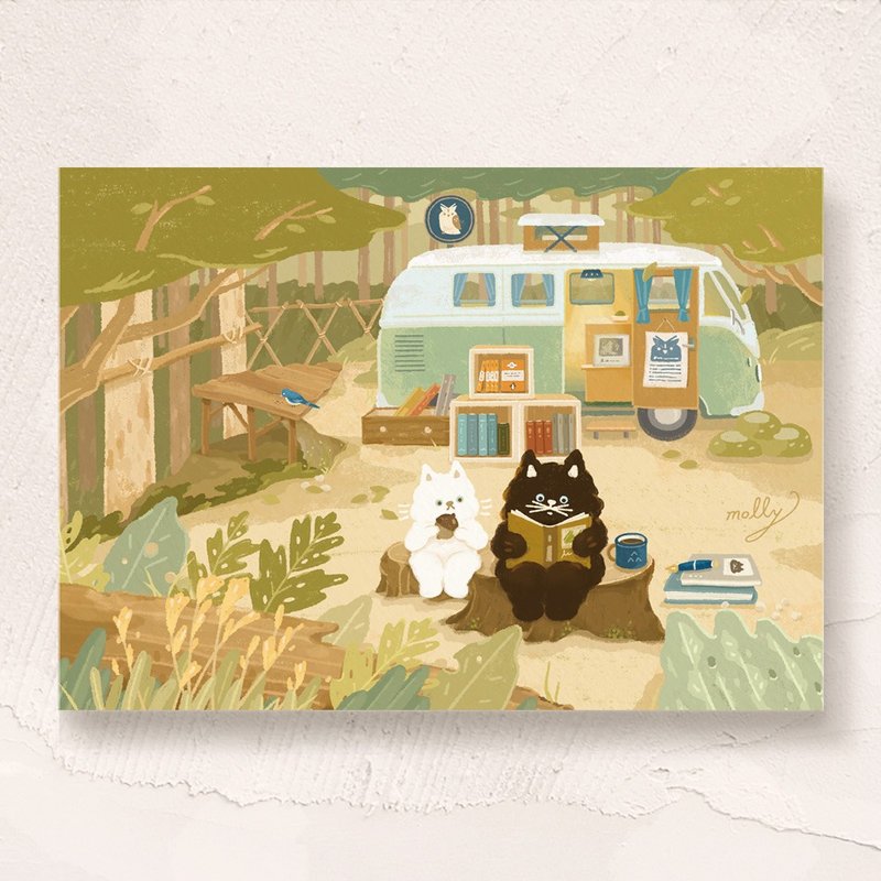 postcard-移动书店 - 卡片/明信片 - 纸 绿色