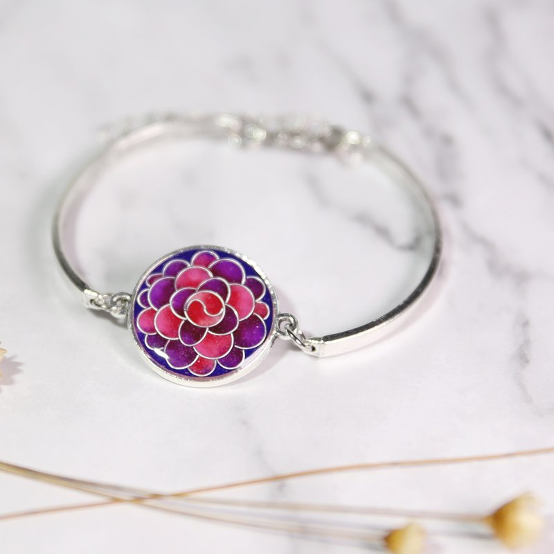 100%手工制景泰蓝工艺金丝珐琅饰物曼陀罗画手链 - 手链/手环 - 半宝石 紫色