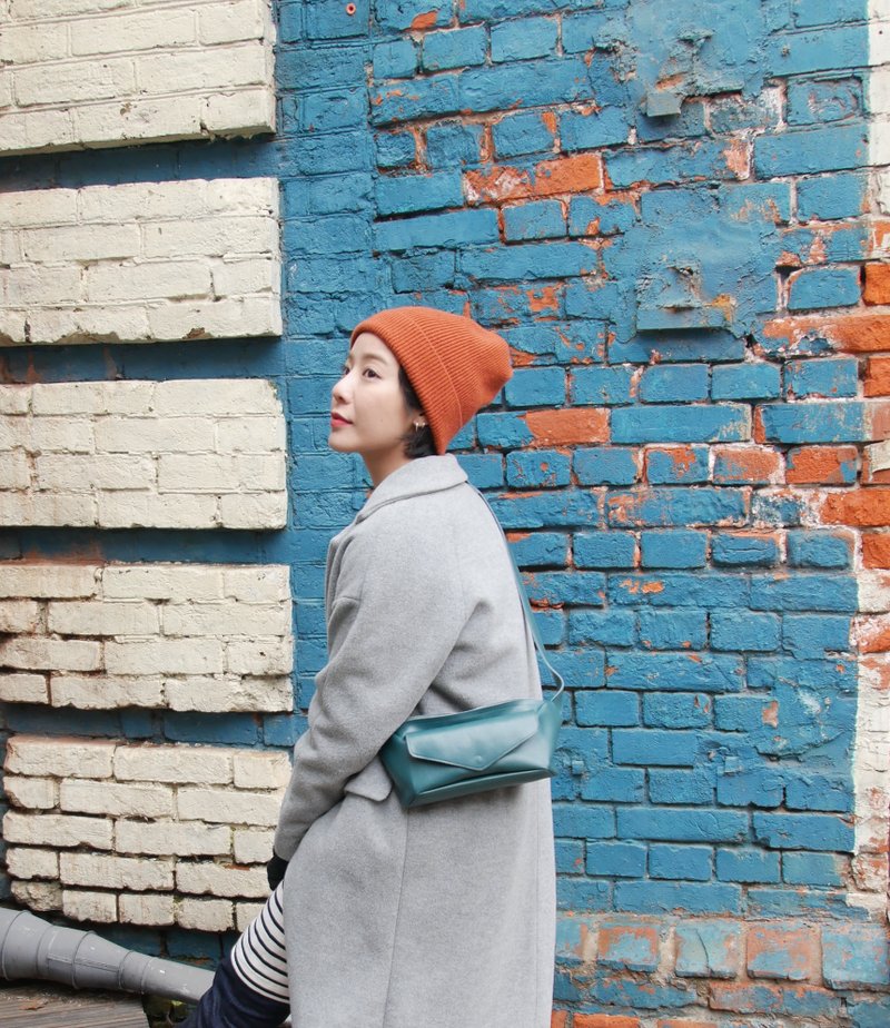 Sunglasses chest bag / waist bag / shoulder bag - Pine green / Birthday Gifts / Exchange Gifts / Graduation Gifts - 侧背包/斜挎包 - 真皮 绿色