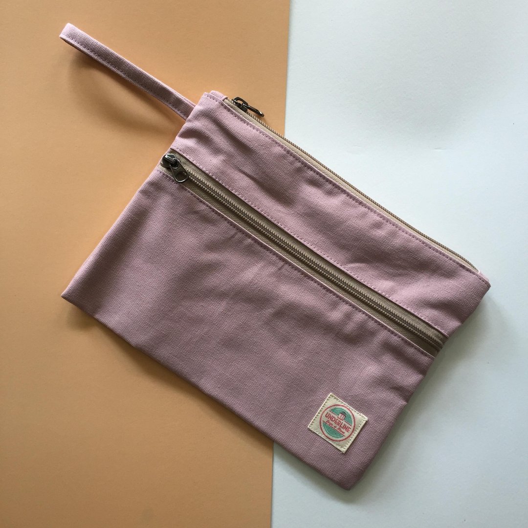 Light pink Canvas Handbag HB03 / Clutch / daily use - 化妆包/杂物包 - 棉 粉红色