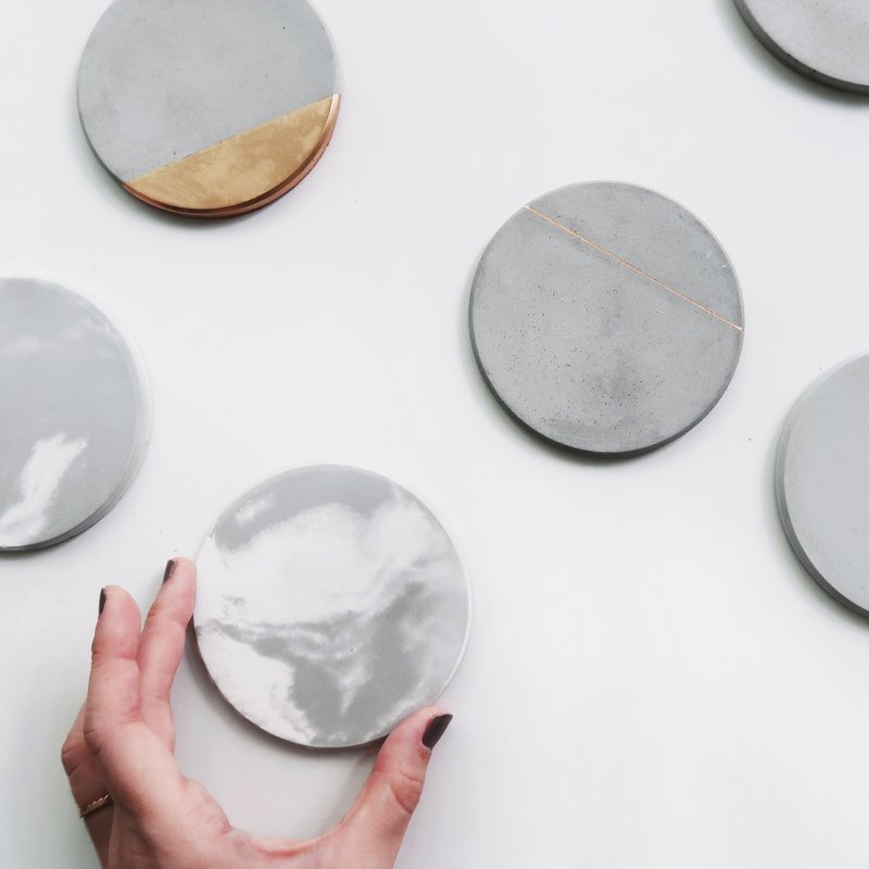 SOLAR SYSTEM 太阳系 | 倒角设计水泥吸水杯垫・饰盘 - 任选4入组 - 杯垫 - 水泥 灰色