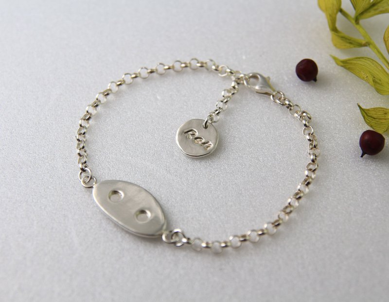 免费刻字【诸事顺心】猪鼻子 / 纯银手链 / 小猪手链 - 手链/手环 - 纯银 银色