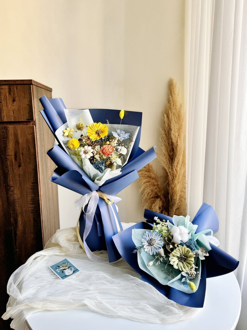 星愿 干燥花束 毕业花束 蓝色系 - 干燥花/捧花 - 植物．花 蓝色
