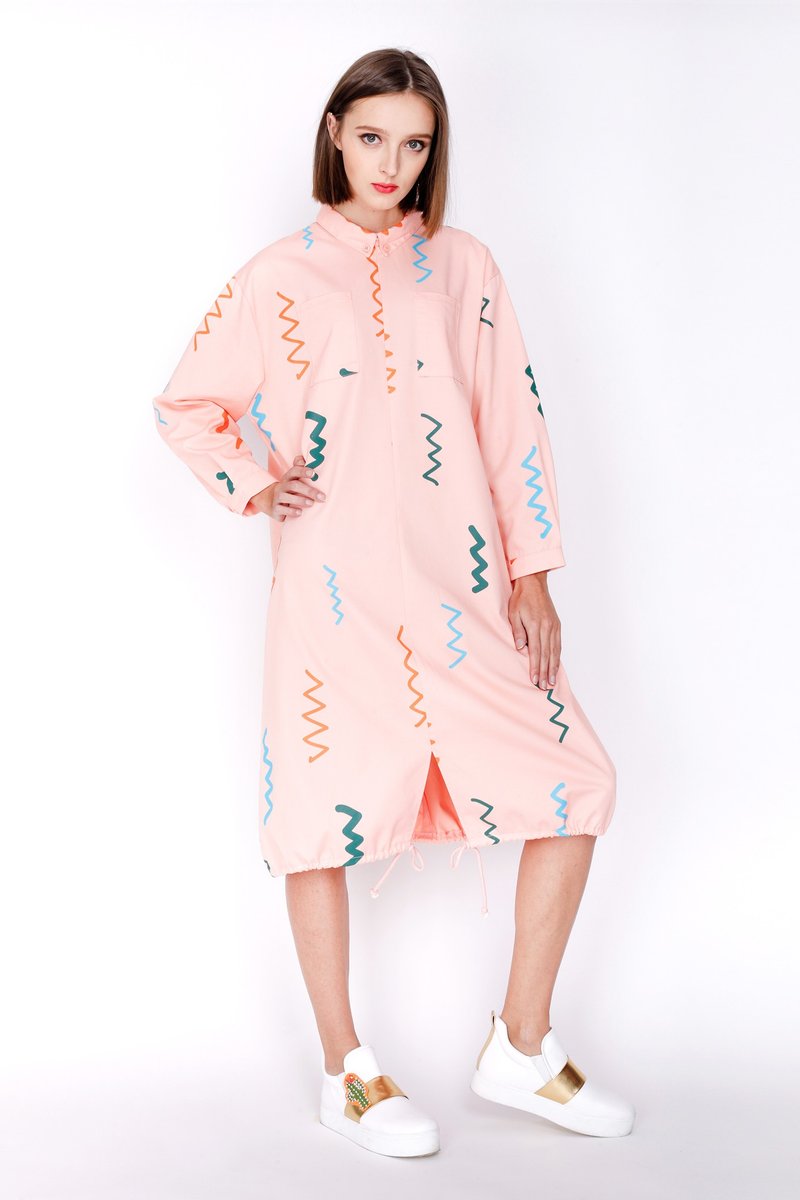 ZIZTAR 流砂与山川条纹连衣裙 BWL-W16-030 - 裙子 - 聚酯纤维 粉红色