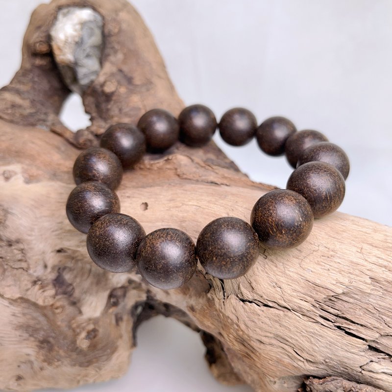 清香味/避邪安神/17mm越南芽庄密结沉香手珠 - 手链/手环 - 木头 