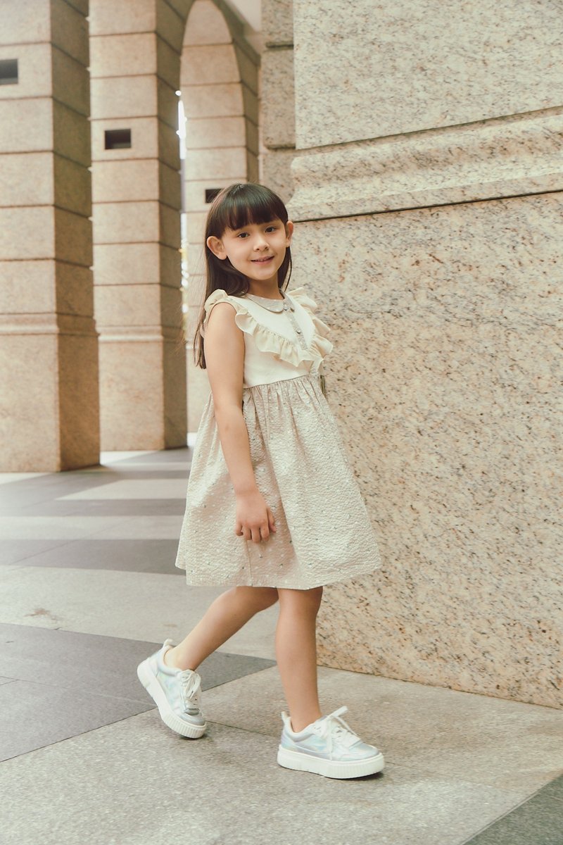 荷叶圆舞曲洋装 - 童装裙 - 棉．麻 粉红色