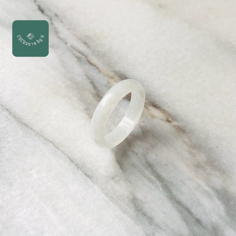 翡翠 玉石 本翡翠 戒指　天然石　缅甸产　19号 - 戒指 - 玉石 白色