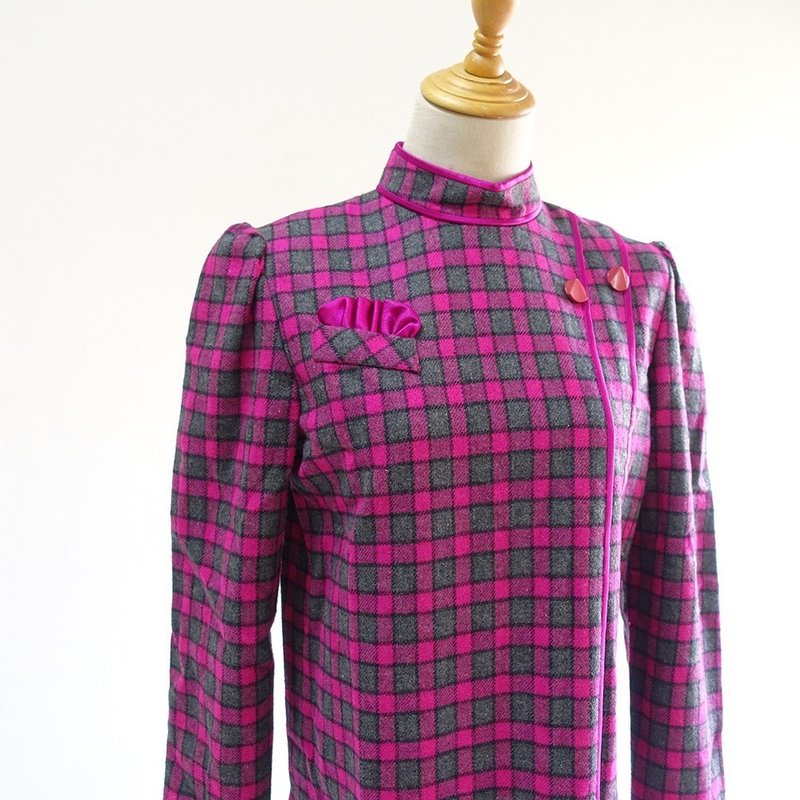 │Slowly│ 毛呢.格纹/古着洋装 │vintage.复古.文艺 - 洋装/连衣裙 - 聚酯纤维 多色