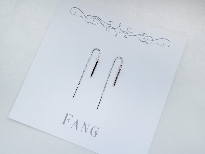 【排钻纯银耳环/耳线】耳钉 / 纯银 - 耳环/耳夹 - 银 银色