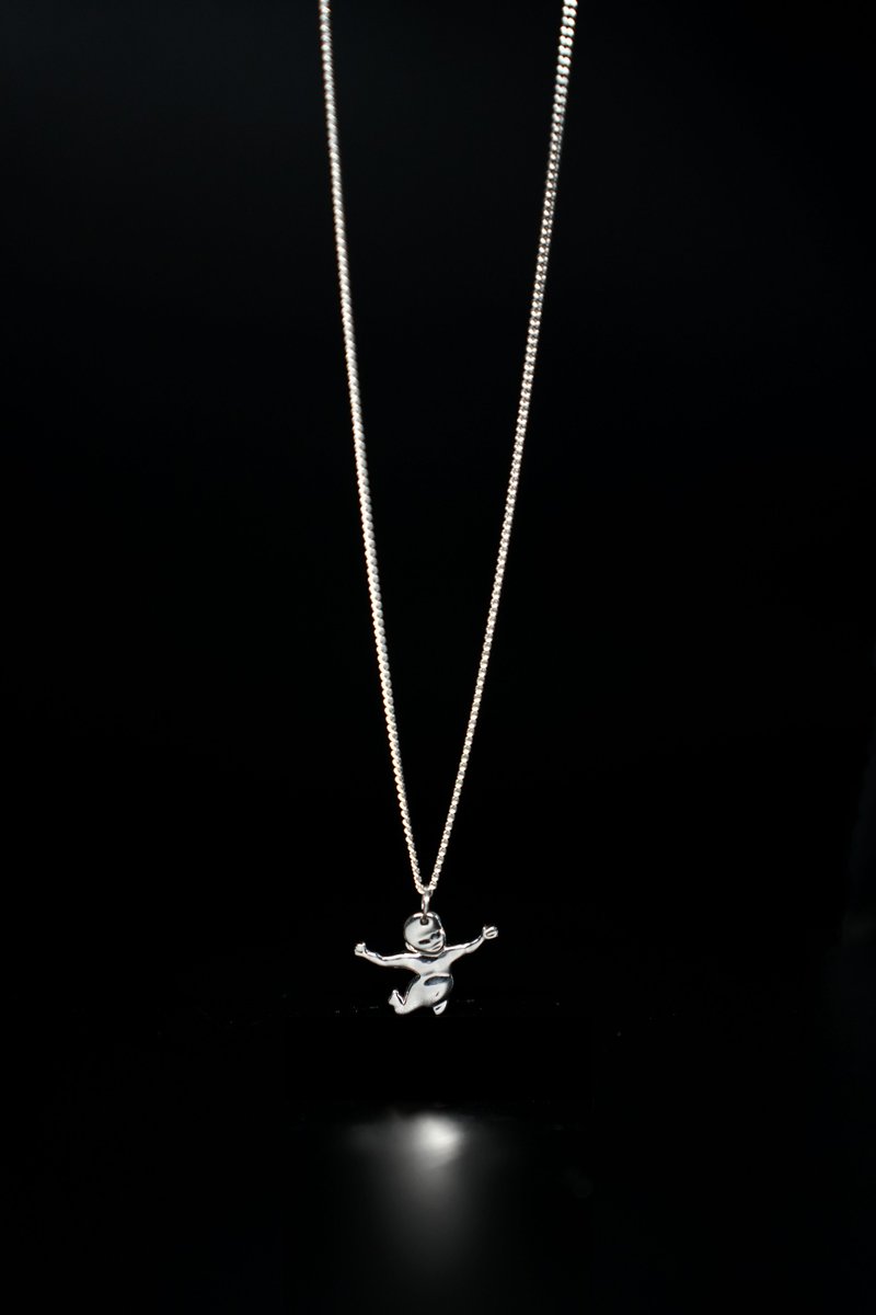 跳海實驗银饰项链中性极简男女设计师款涅槃nirvana吊坠百搭 - 项链 - 银 银色
