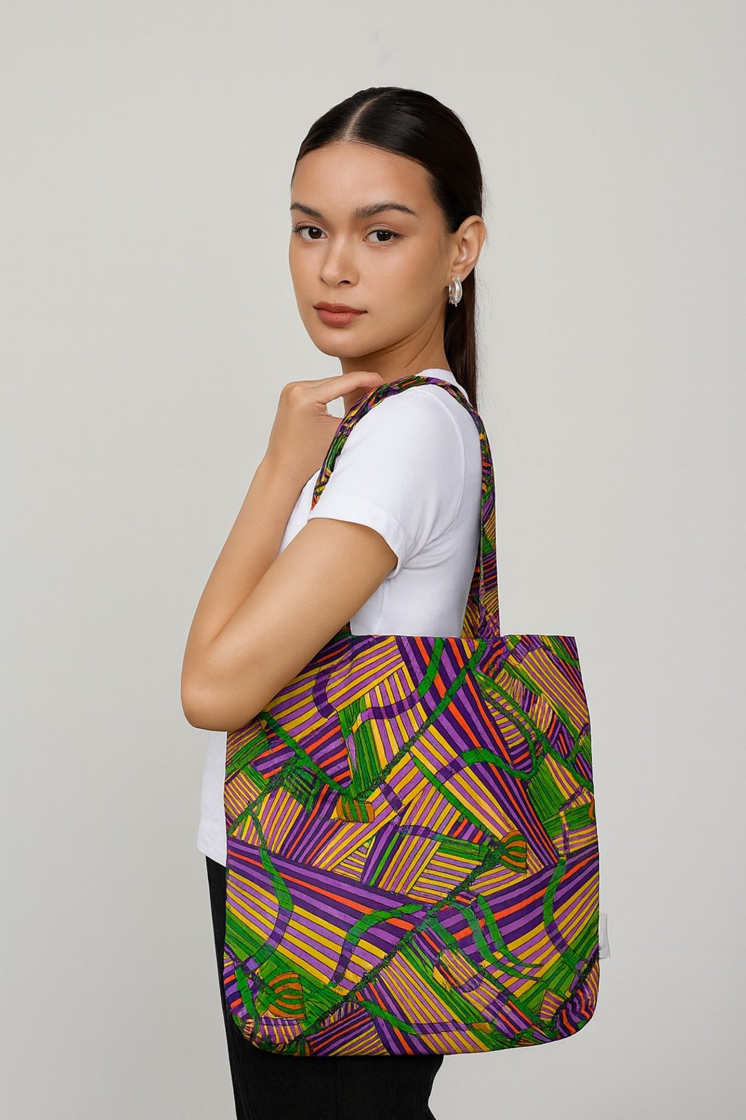 Handmade Summer  African Print Cotton Tote Bag Ankara - 手提包/手提袋 - 棉 紫色