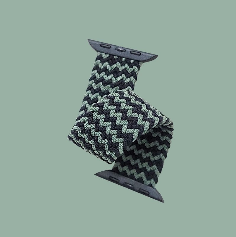 HAPS Chap. 黑綠色尼龍編織彈力Apple Watch錶帶 - 表带 - 尼龙 多色