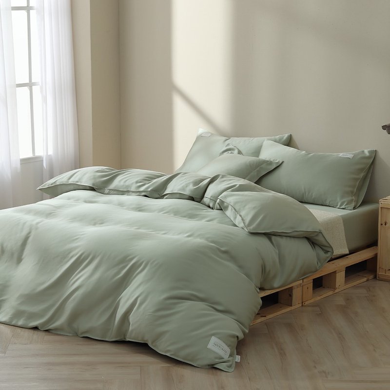 极简美学-60支300织纱100%纯净天丝-两用被床包组(春曦绿)*仅宅配 - 寝具 - 其他材质 绿色