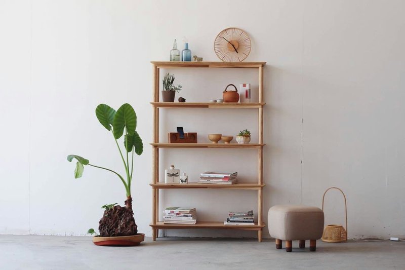 熹山工房-胡桃木,白蜡木 层板式组合书柜，书架，置物架-原木五层 - 其他家具 - 木头 黑色