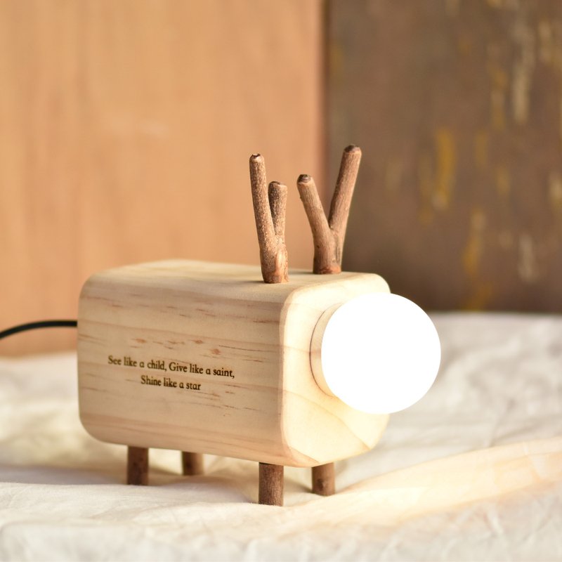 麋鹿led小夜灯/定制刻字 - 灯具/灯饰 - 木头 卡其色