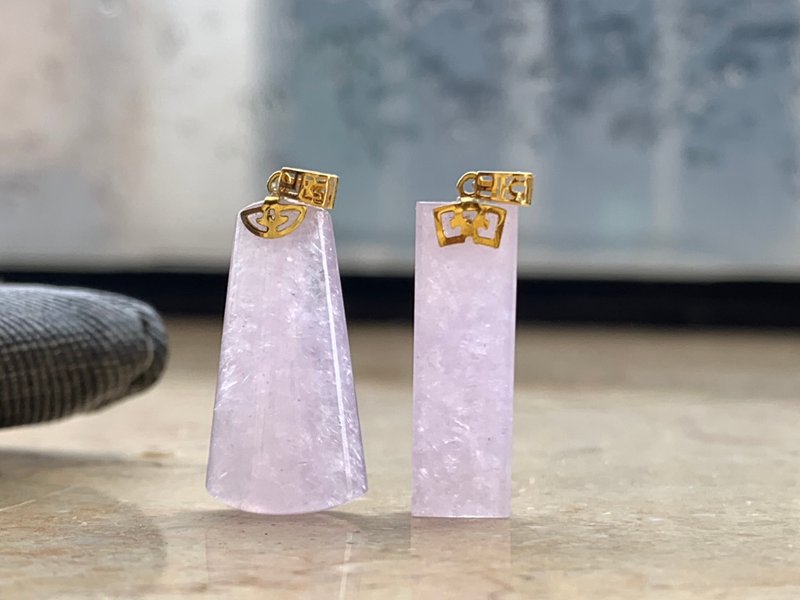 18K金 天然冰种 翡翠 缅甸玉紫罗兰翡翠 平安无事牌14KGB 项链 - 项链 - 玉石 多色