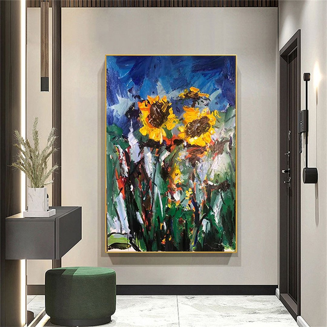 向阳而生 向日葵/手绘油画/原创商品/装饰画/挂画/风景画/客厅 - 海报/装饰画/版画 - 亚麻 
