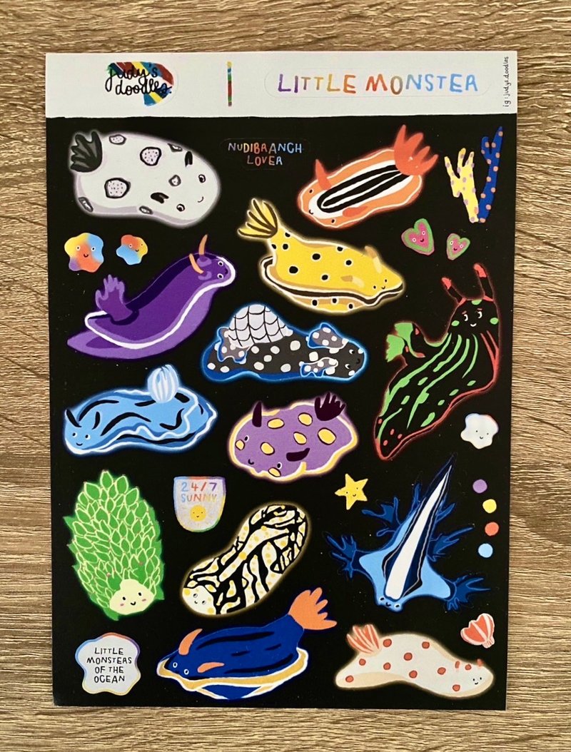 防水贴纸，海蛞蝓图案，适合喜欢潜水的人，海洋小怪兽 - 贴纸 - 纸 多色