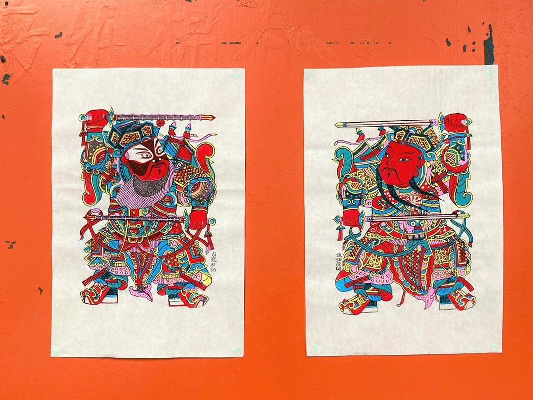 武强年画 / 小鞭锏门神 Door Gods (Holding whips) - 海报/装饰画/版画 - 纸 白色