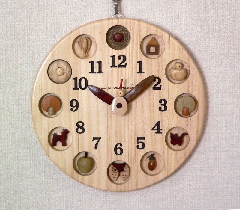 Circle 25 Ver.2 Sun Balloon Tree House Tree Nuts Creatures - 时钟/闹钟 - 木头 白色