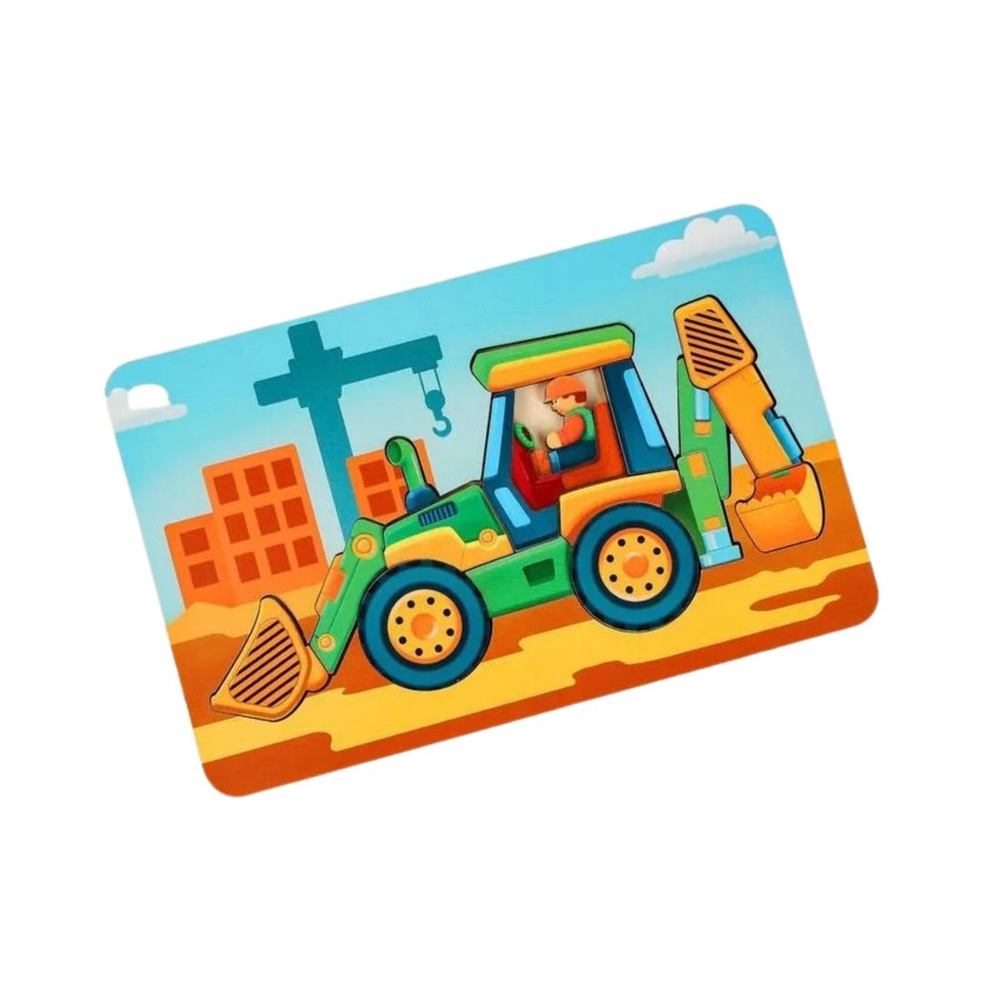 Wooden Puzzle - tractor, Toddler Toys Age 3 4 5 year, Wood Montessori transport - 玩具/玩偶 - 木头 红色