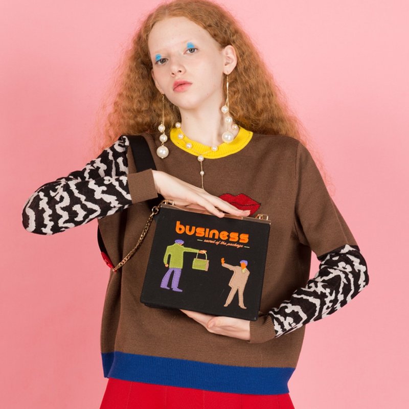 YIZISTORE原创口金刺绣单肩包女文艺复古斜跨包女百搭休闲链条包 - 侧背包/斜挎包 - 其他材质 