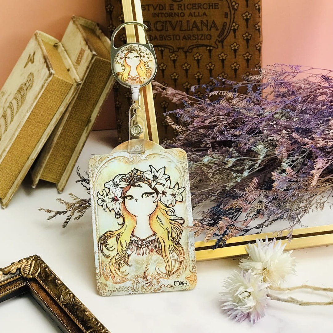 伸缩卡套 | 识别证套 | 悠游卡套 - 金发慕夏猫 - 证件套/卡套 - 人造皮革 金色