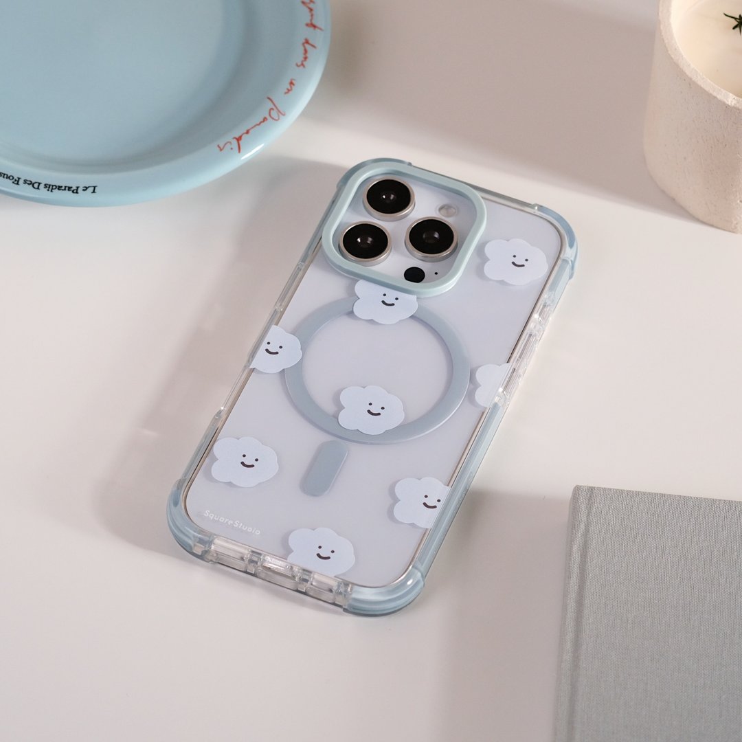 (灰蓝) 心情磁吸四角强化手机壳 MagSafe 兼容版 保护套 iPhone17 - 手机壳/手机套 - 其他材质 